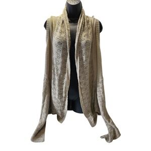 Sleeveless Cardigan Duster Open Knit Sweater New Directions Vest Womens Medium